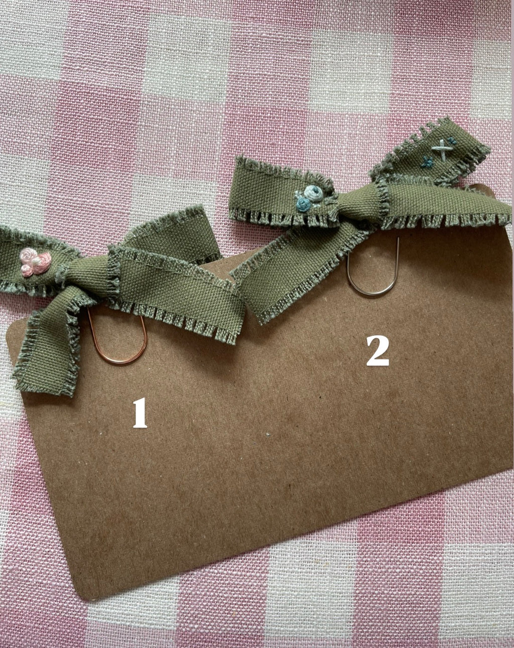 Embroidered Green Bow Bookmark
