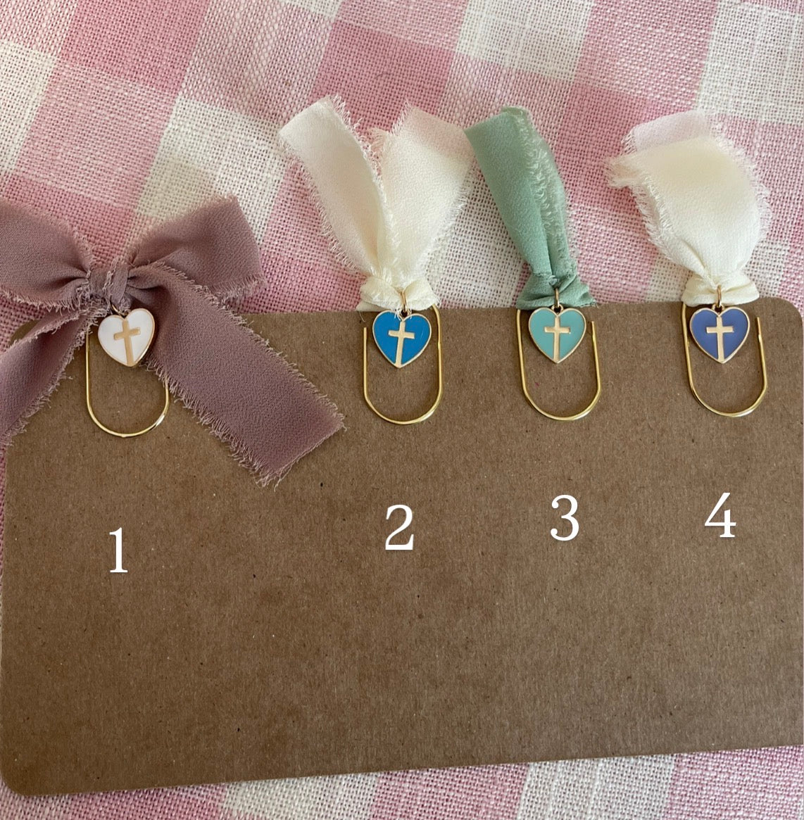 Cross + Heart Charm Bow Bookmark