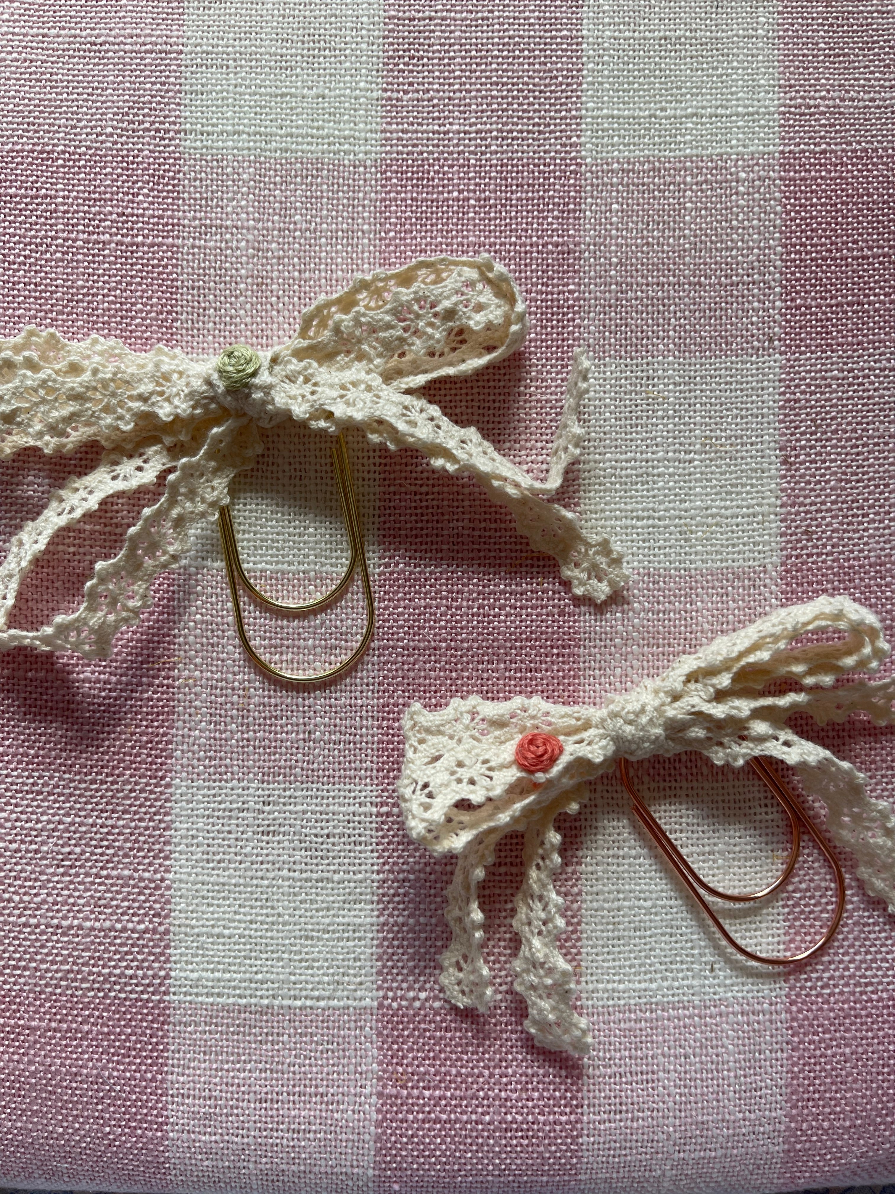 Embroidered Lace Bow Bookmark