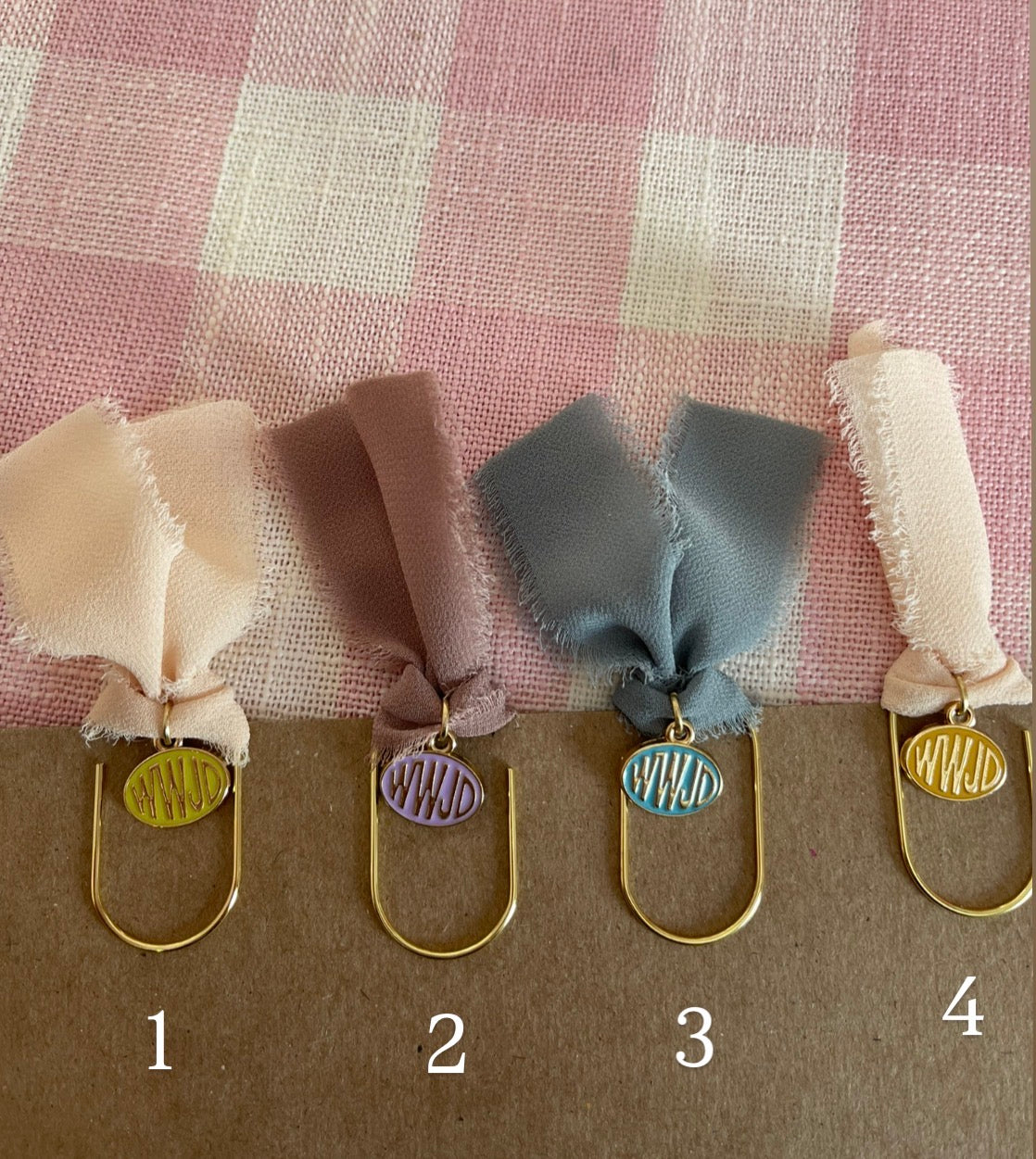 WWJD tie bow bookmark