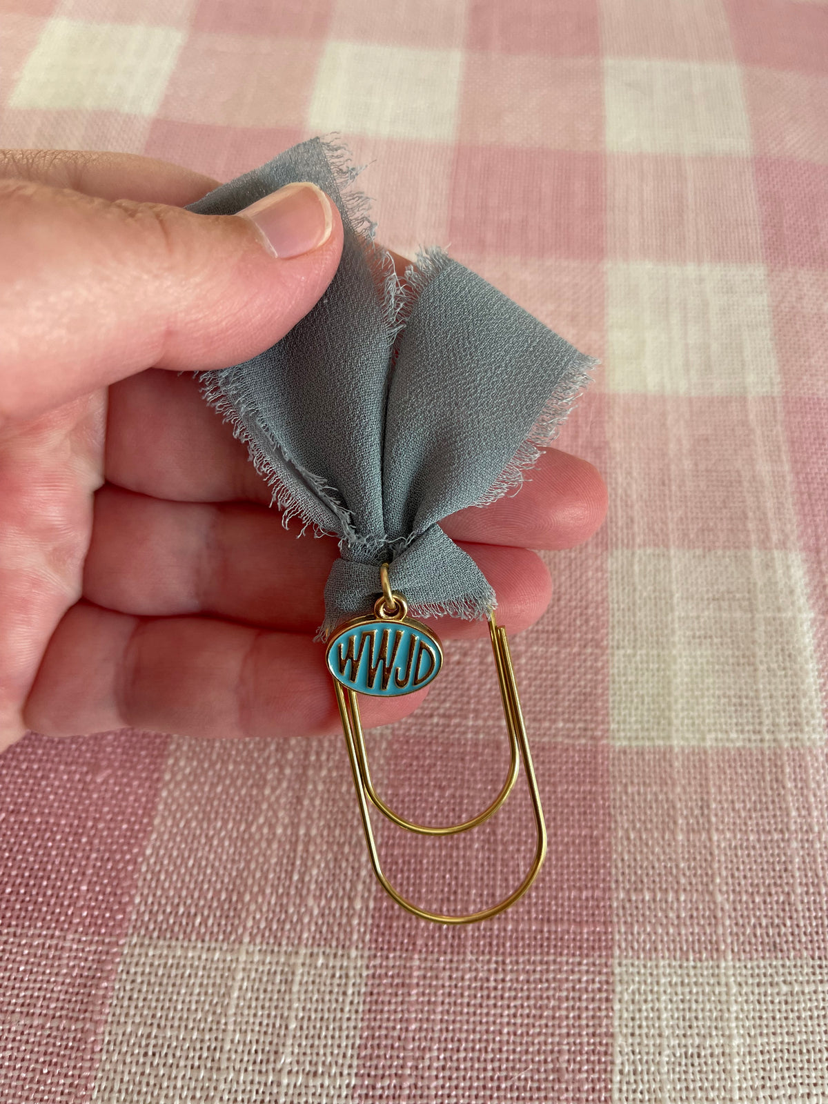 WWJD tie bow bookmark
