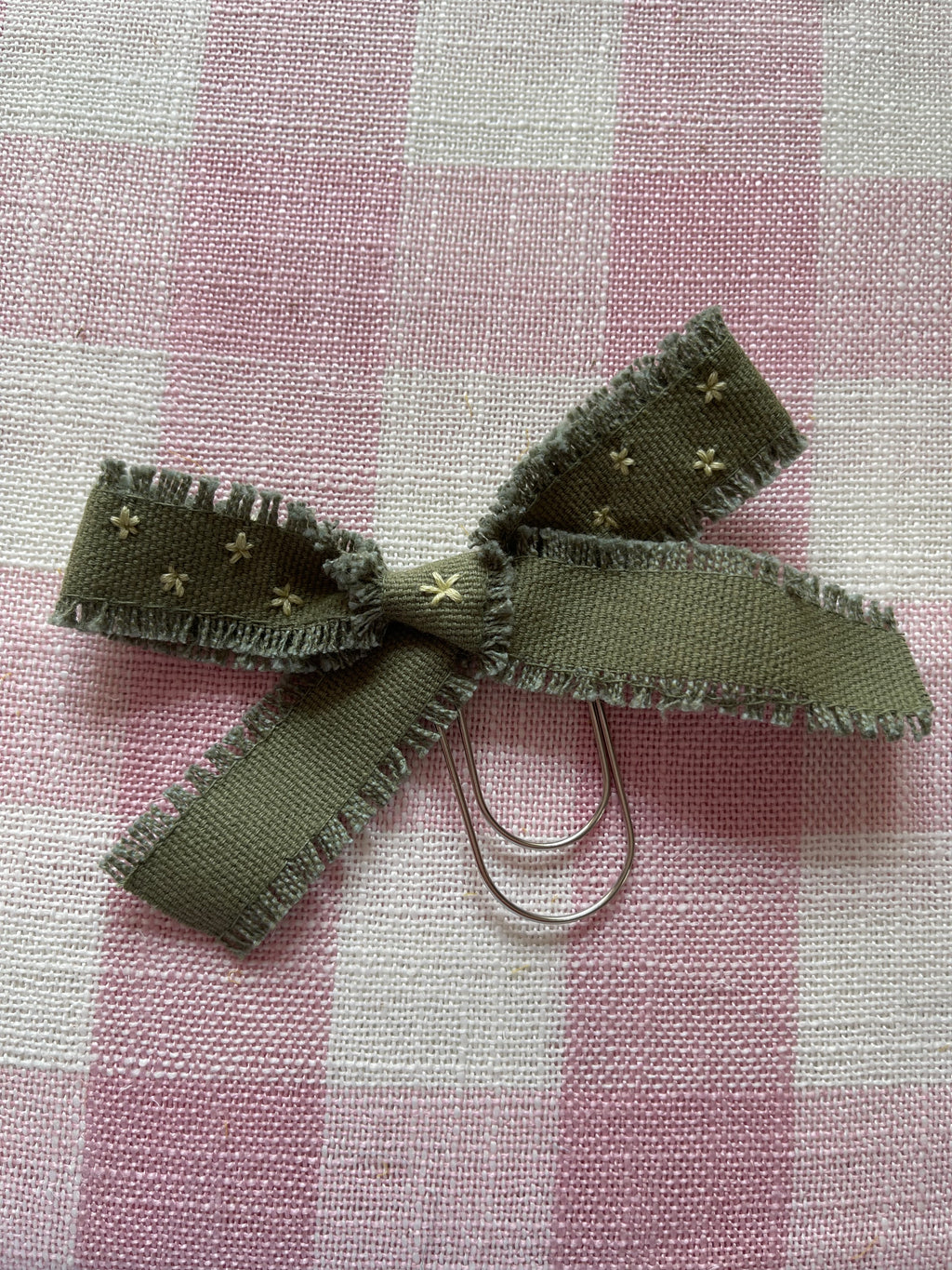 Embroidered Green Bow Bookmark