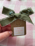 Embroidered Green Bow Bookmark