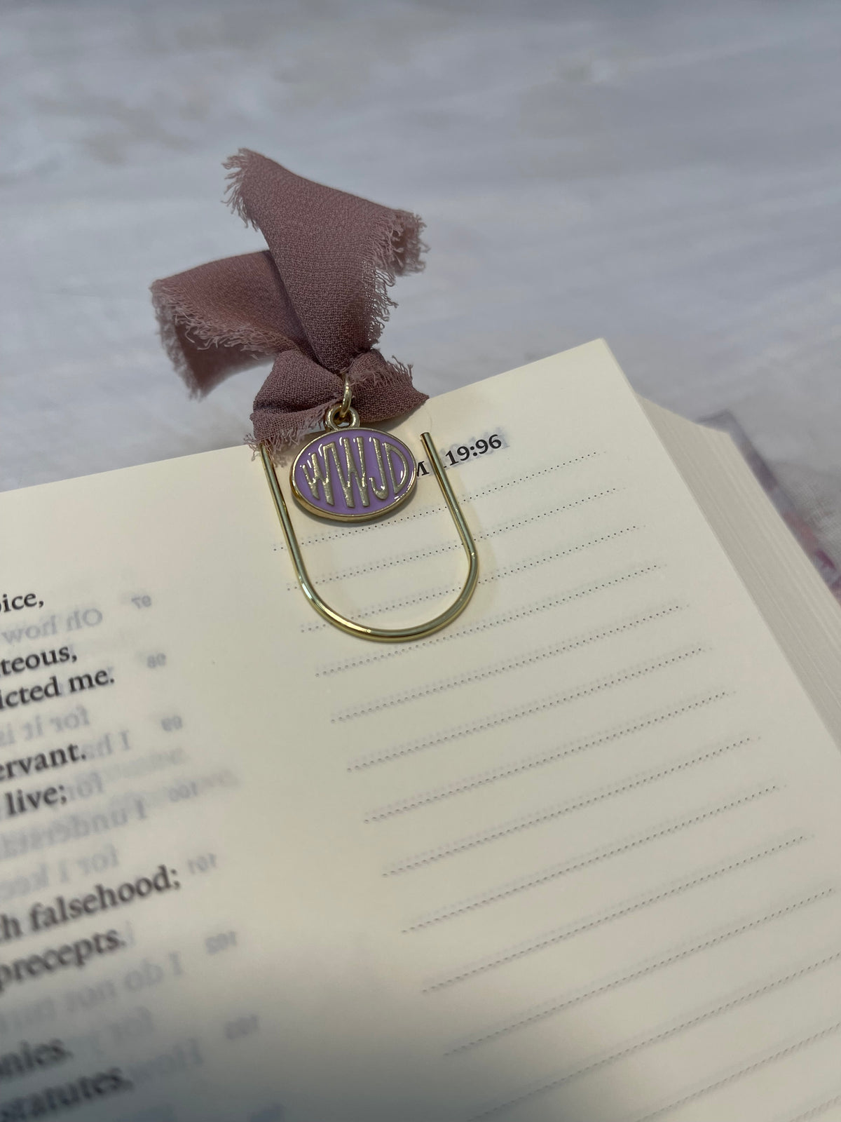 WWJD tie bow bookmark