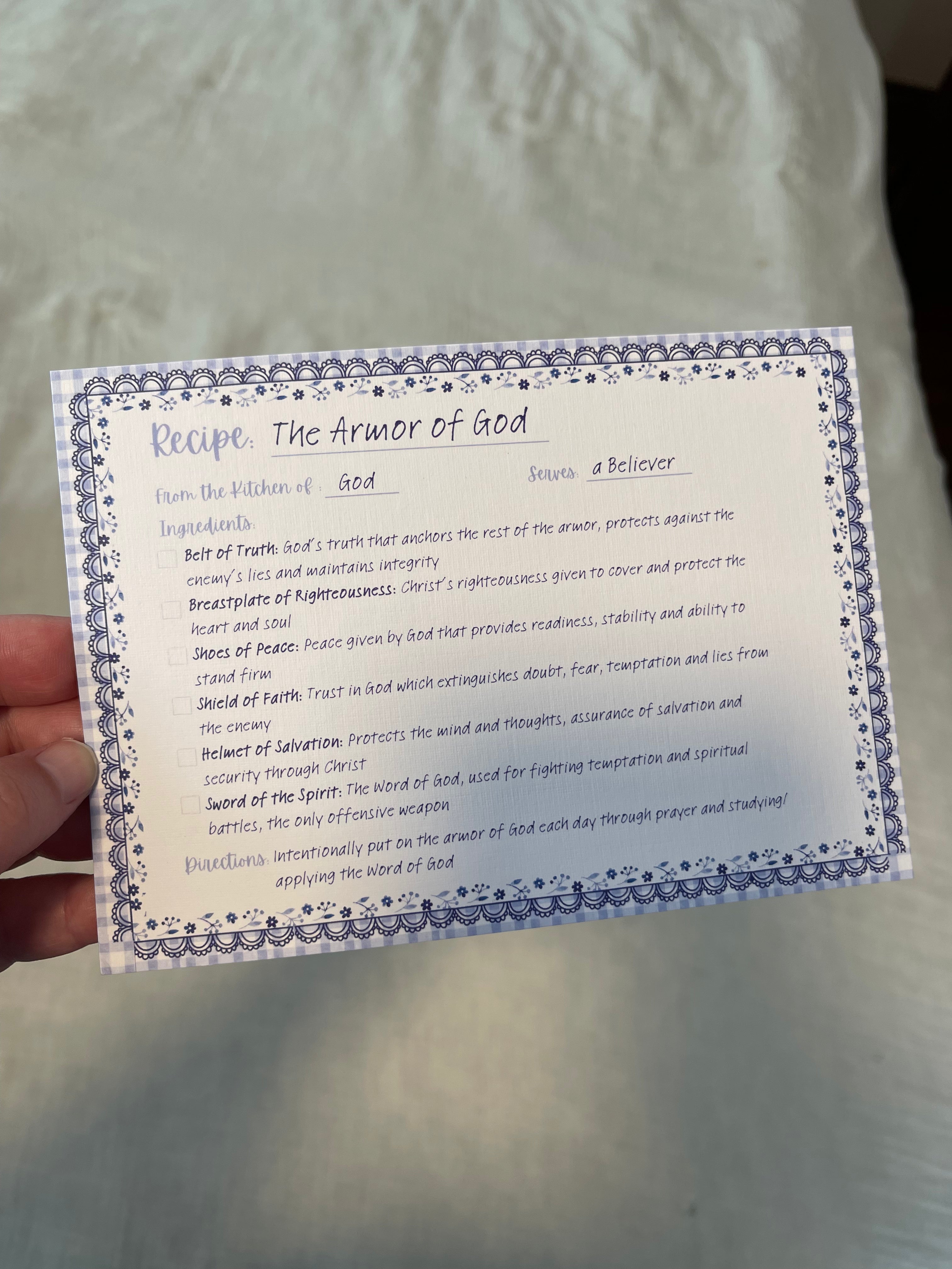 Armor of God Recipe Print